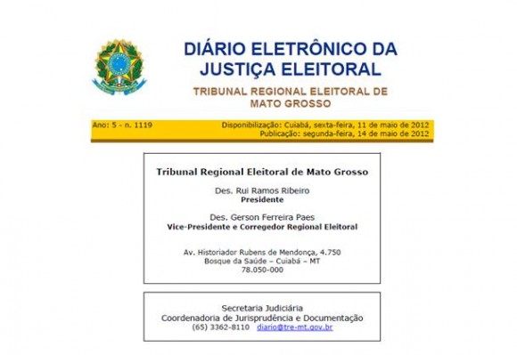 Imagem: capa TRE publica acórdão da cassação de Pátio