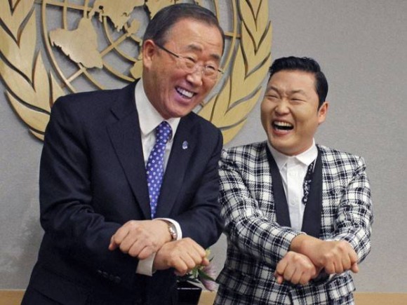 Imagem: Danca Ban Ki-moon dança ‘Gangnam Style’ em encontro com o cantor Psy