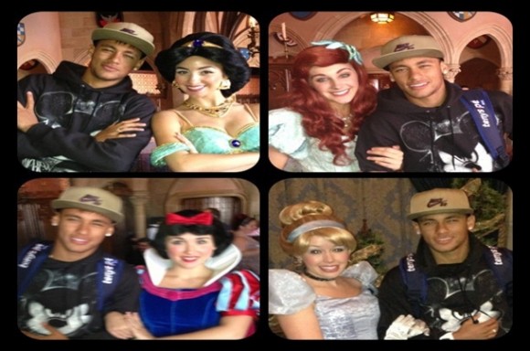 Imagem: Neymar e as princesas Neymar se diverte ao lado das princesas da Disney