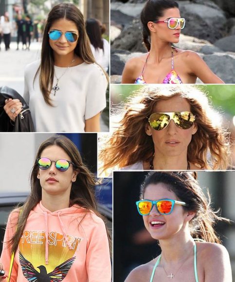 Em sentido horário: Thássia Naves, Raica Oliveira, Sarah Jessica Parker, Selena Gomez e Alessandra Ambrósio. Fotos: The Grosby Group