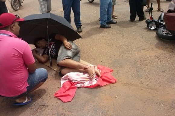O homem sofreu uma fratura e foi socorrido pelo Samu - Foto: José Ricardo Arão de Lima / Você Repórter