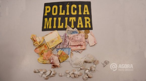 Droga e dinheiro apreendido pela Policia Militar - Foto : Messias Filho / AGORA MT