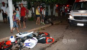 Acidente entre duas motos no Bairro Olga Maria - Foto : Messias Filho / AGORA MT