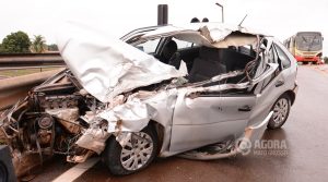 Veículo envolvido no acidente com ônibos do transporte coletivo - Foto : Messias Filho / AGORA MT