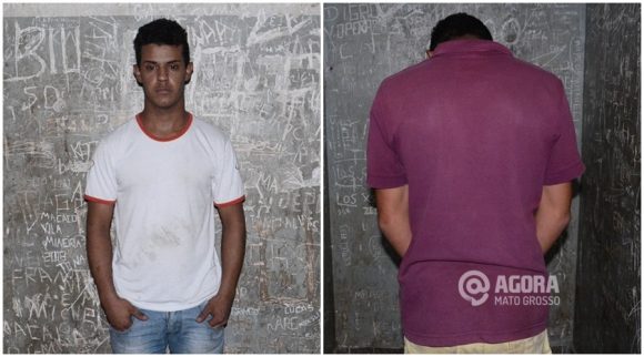 Melkizedek de Ezequias Pereira dos Santos Eteche Games preso por furto e um menor apreendido - Foto : Messias Filho / AGORA MT