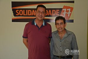 O pré-candidato a vice-prefeito Ubaldo Barros e o presidente local do Solidariedade, Valdir Correa - Foto: Messias Filho / AGORA MT
