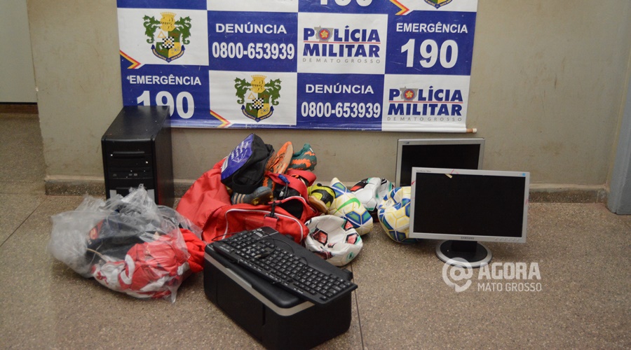 Mteriais que foram roubados do CT do União recuperados pela polícia - Foto : Messias Filho / AGORA MT