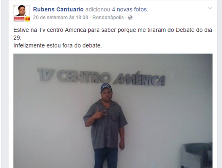 Rubens Cantuário fez postagem na Rede Social - Foto: Reprodução