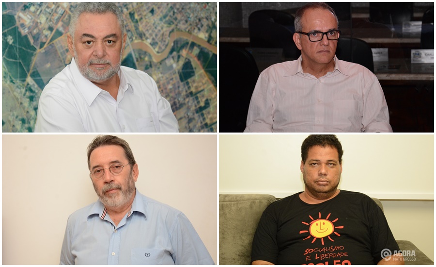 candidatos a prefeito Percival Muniz, José Carlos do Pátio, Rogério Salles e Rubens Cantuário - Foto: Montagem AGORA MT