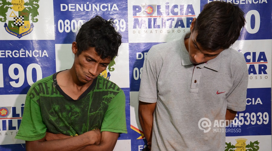 Wellinton Veloso e Victor Dhyogenes presos em flagrante pela Polícia Militar - Foto : Messias Filho / AGORA MT