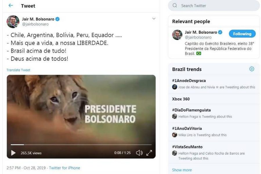 Imagem: Bolsonaro postagem hiena