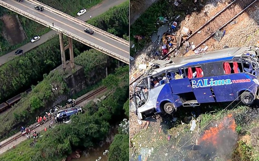 Imagem: queda de onibus Sobe para 18 número de mortos em acidente com ônibus