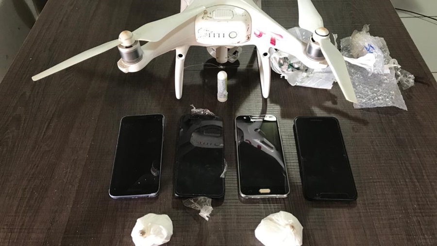 Imagem: drone celular apreensao mata grande foto divulgacao Drone com celulares e drogas é apreendido na Mata Grande
