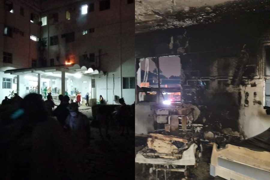 Imagem: fogo hospital Princípio de incêndio destrói enfermaria e pacientes são retirados às pressas