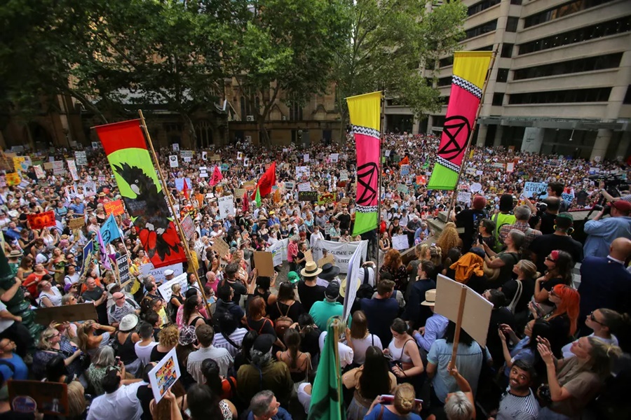 Imagem: protesto Australia Milhares de australianos protestam contra medidas anti-Covid