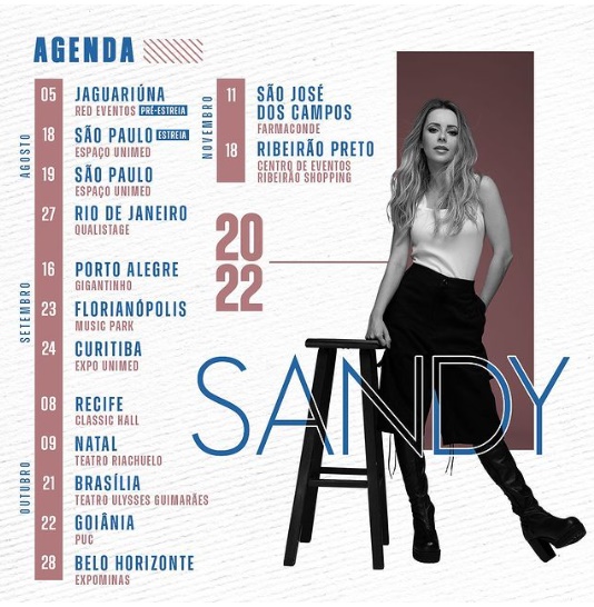 Cantora Sandy anuncia retorno aos palcos com nova turnê pelo Brasil