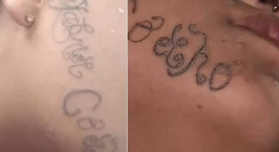 Imagem: tatuagem no rosto Após ficar desaparecida, jovem volta com o rosto tatuado com o nome do ex-namorado