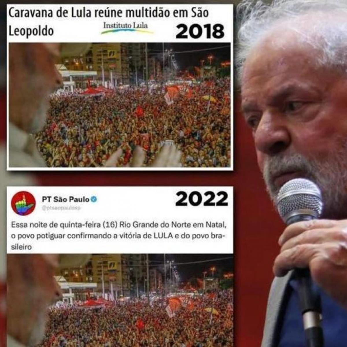 Imagem: lula2018 PT usa foto de 2018 para ilustrar ato de Lula no Rio Grande do Norte