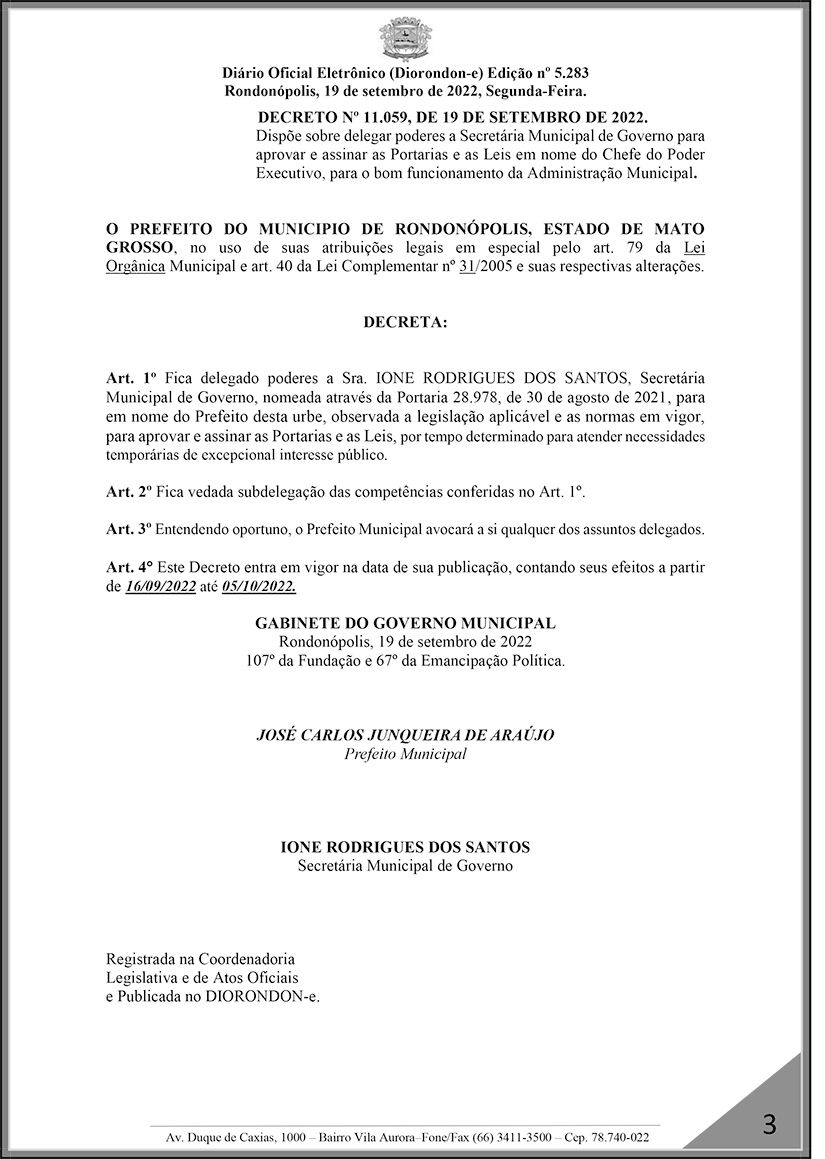 Imagem: decretoione Em Decreto, Zé do Pátio concede “poder de caneta” a Secretária de Governo; vice diz que respeita